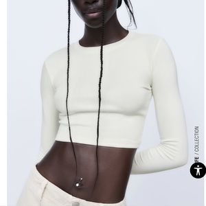 Zara White Cropped Longsleeve